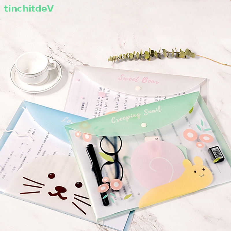 Túi Đựng Tài Liệu Khổ A4 Bằng PVC Trong Suốt Chống Thấm Nước Họa Tiết Hoạt Hình Dễ Thương