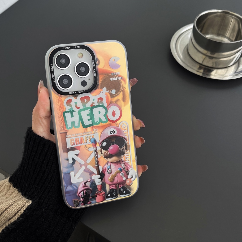Ốp Điện Thoại TPU Dẻo Trong Suốt Họa Tiết Hoạt Hình Mario Hai Mặt Chống Sốc Cho iPhone 14 13 12 11 Pro Max