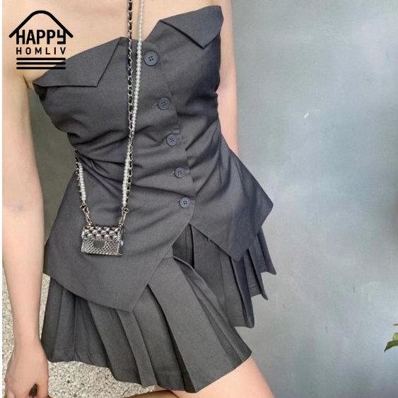 HAPPY HOMEIV Bộ vest váy phong cách Hàn Quốc cho nữ bigsize Bộ đồng phục sinh viên