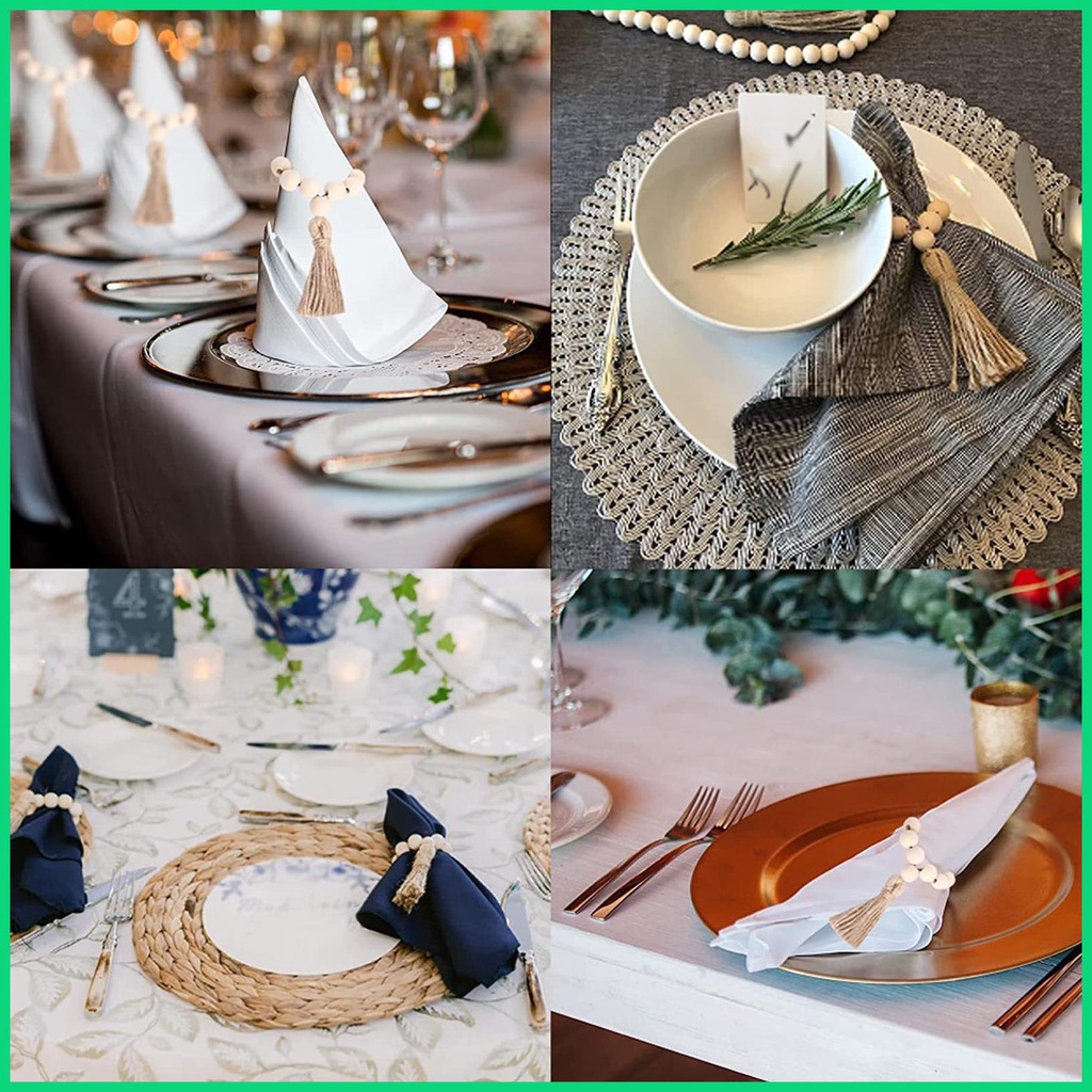 Vòng Giữ Khăn Ăn Phong Cách Boho Mộc Mạc Có Dây Tua Rua Thủ Công Khóa Gài Cho Nông Trại Giáng Sinh Jwvn