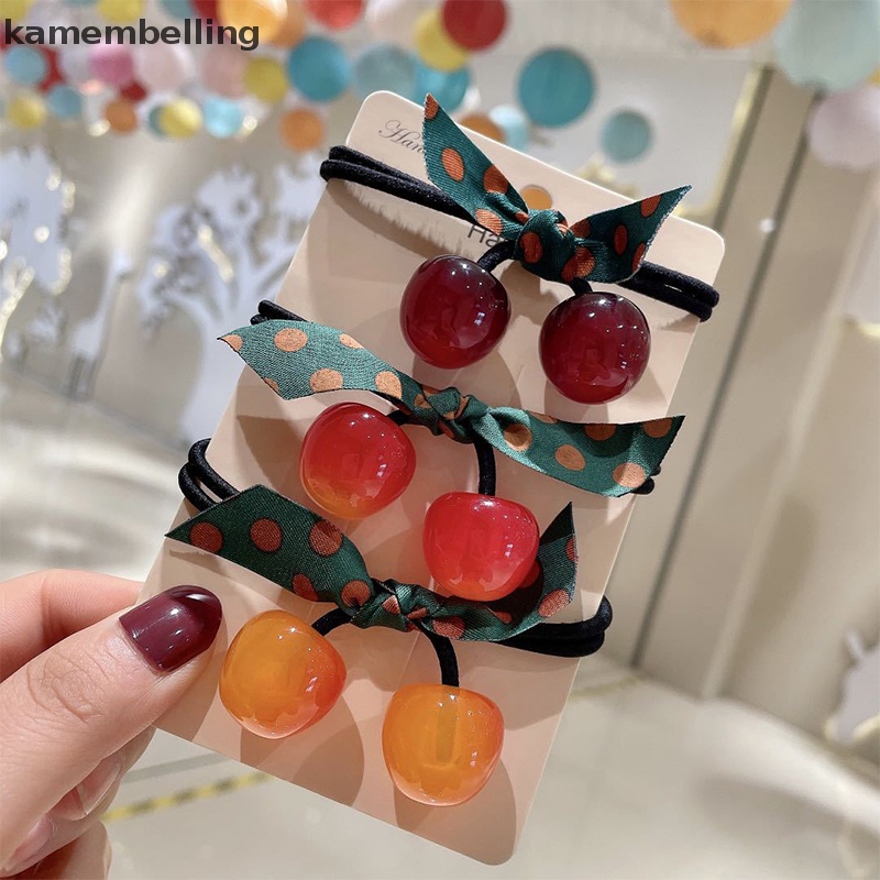 Dây Cột Tóc Cao Su Co Giãn Hình Quả Cherry Dễ Thương Phong Cách Hàn Quốc