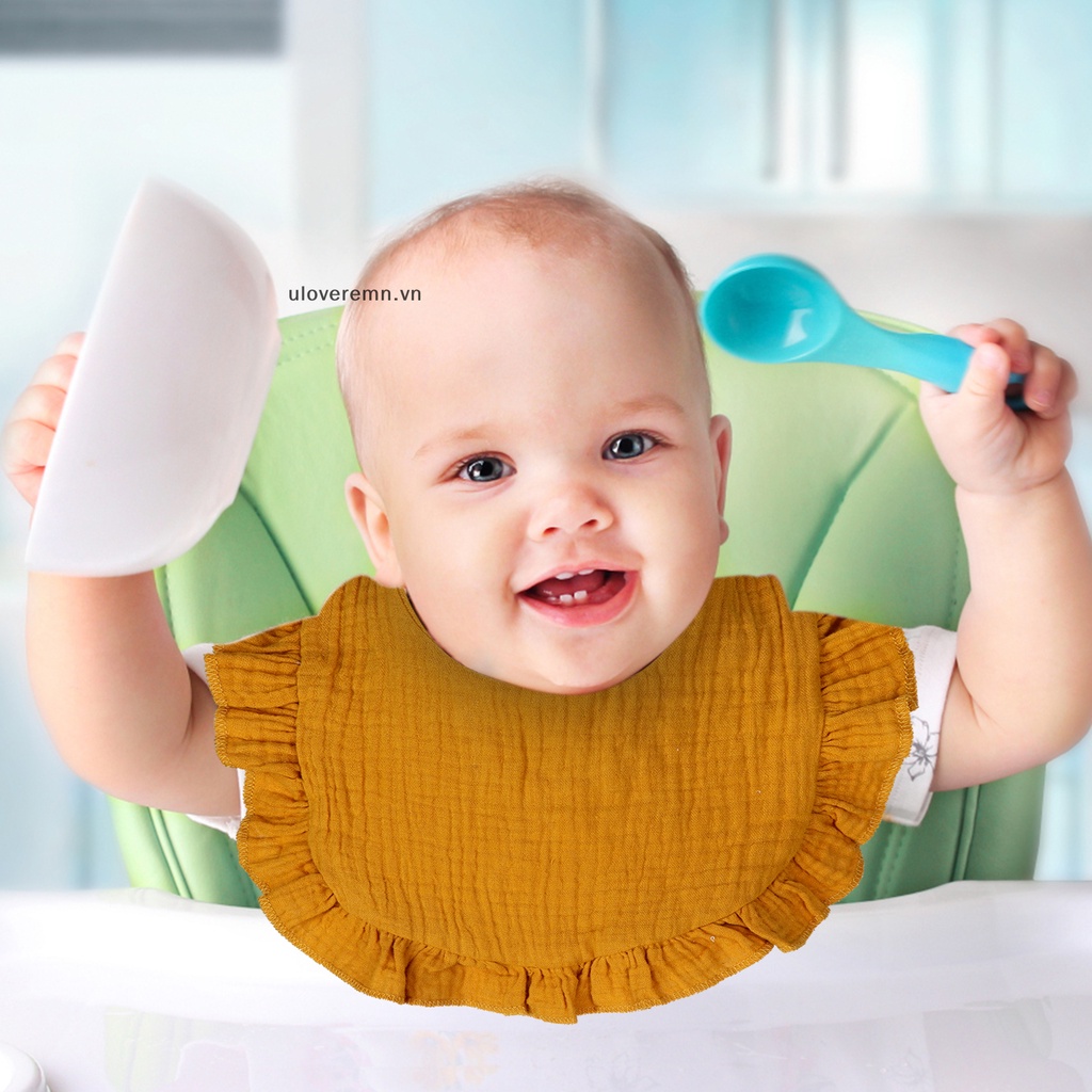 Set 16 Yếm Ăn Chất Liệu Bằng Cotton 0-24 Tháng Mềm Mại Màu Trơn Cho Bé