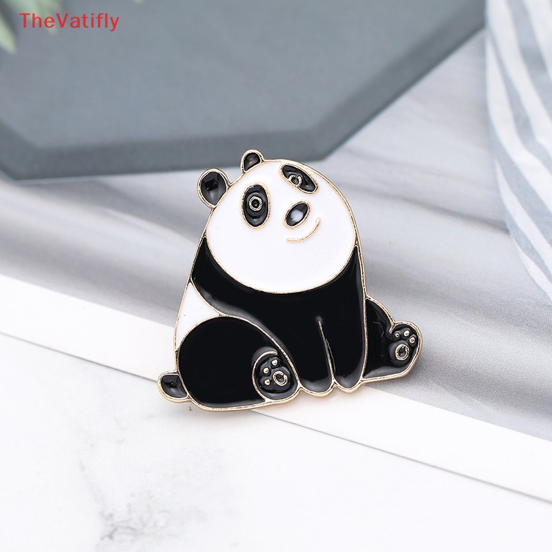 [Thevalifly] Ghim Cài Áo Họa Tiết Hoạt Hình Gấu Trúc Mặt Cười Tráng Men Dễ Thương Vui Nhộn Tùy Chỉnh Bán