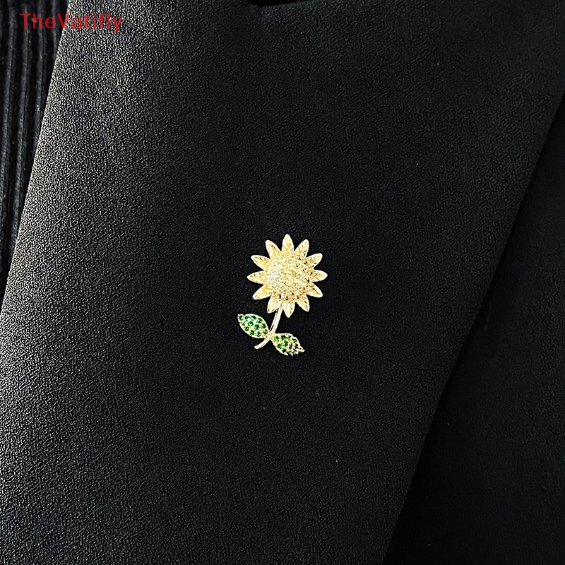 Ghim Cài Áo Hình Hoa Hướng Dương Đính Đá Zircon Dễ Thương Cho Bạn Gái