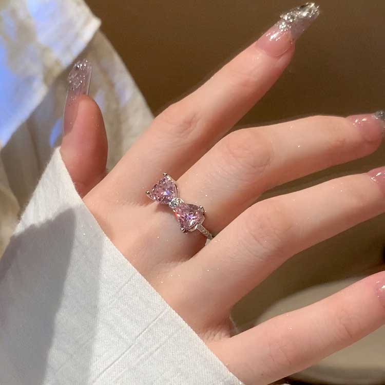 Nhẫn Bạc S925 Đính Đá Pha Lê Hồng Thời Trang Thanh Lịch Dành Cho Nữ