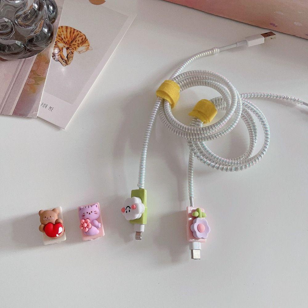 Mmluck Dụng Cụ Quấn Bảo Vệ Dây Cáp Sạc Chống Cắn Hình Hoa Hoạt Hình 3D Đáng Yêu Nhỏ Gọn