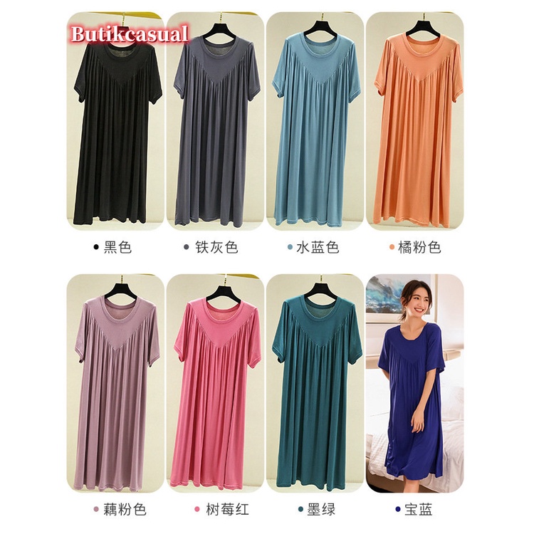 Đầm Cotton Chữ A Dáng Rộng Xếp Ly Tay Ngắn Cổ Tròn Màu Trơn Thoải Mái Thời Trang Mùa Hè 2023 Cho Nữ