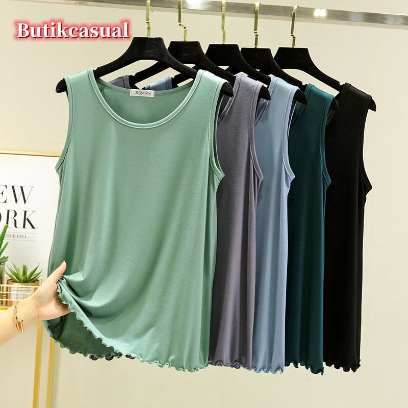 Áo Thun cotton Mỏng Sát Nách Cổ Tròn Dáng Rộng Thời Trang Mùa Hè 2023 Mới Cho Nữ
