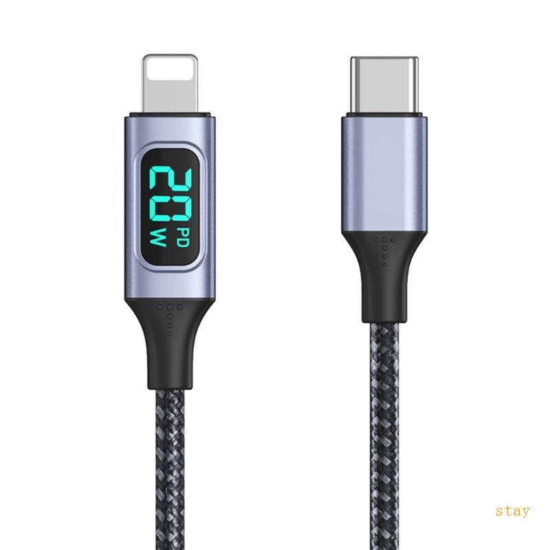 Dây Cáp Sạc Nhanh 20W Loại C Tới 8P IOS Có Màn Hình LED Hiển Thị