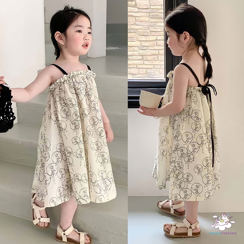 Đầm Lông Xù Sát Nách Thoáng Mát Thân Thiện Với Da In Họa Tiết Hoạt Hình Cho Bé