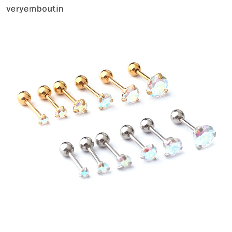 1 Khuyên Tai Dạng Xoắn Ốc Đính Đá Zircon Nhiều Màu