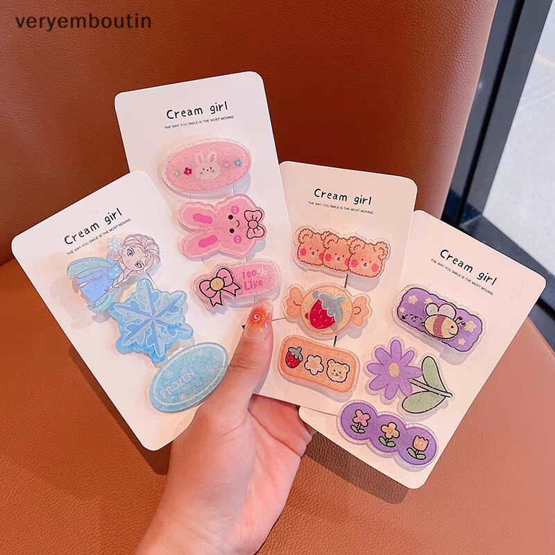 Bộ 3 Kẹp Tóc Họa Tiết Hoạt Hình Ngọt Ngào Cho Nữ