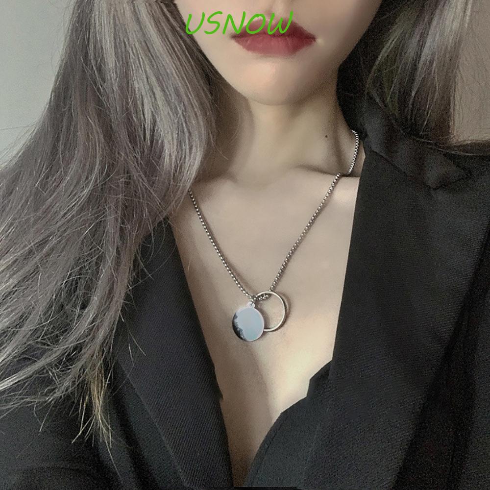 Vòng cổ Mặt Hình Đĩa Tròn Phong Cách Punk Hàn Quốc Sáng Tạo Cho Nam Và Nữ