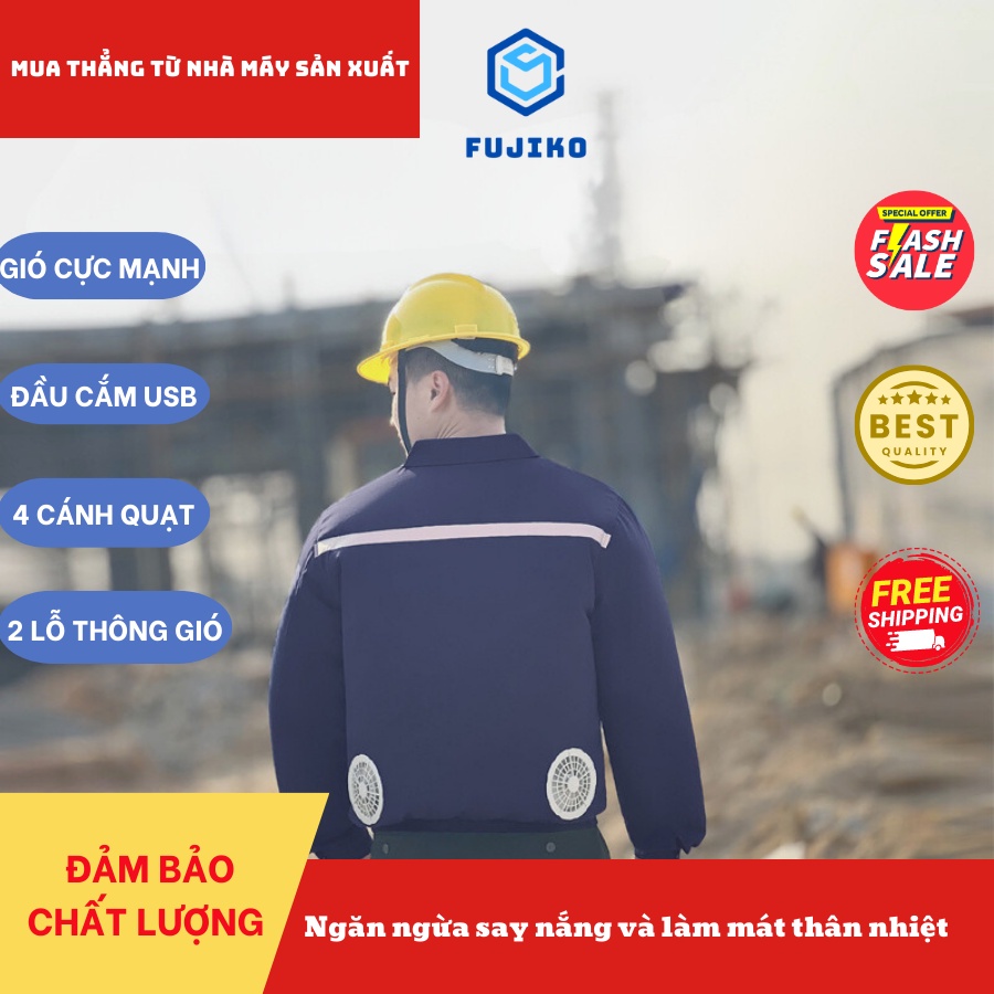 Áo Điều Hòa loại 1 FUJIKO, Pin Nhật 50.000mAh Chạy 18h - 32h, BH 12 tháng, Tặng 2 Túi Đá Gel