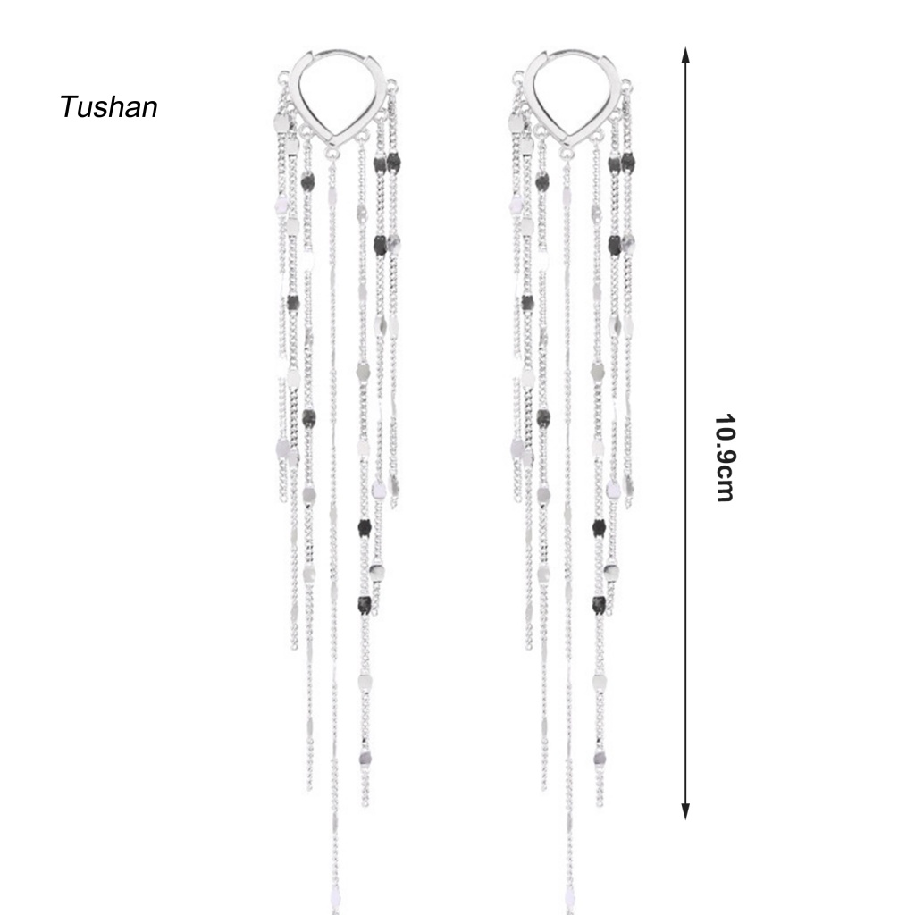 1 Đôi Bông Tai Tua Rua Dài Hình Trái Tim Màu Sắc Cá Tính Chống Dị Ứng