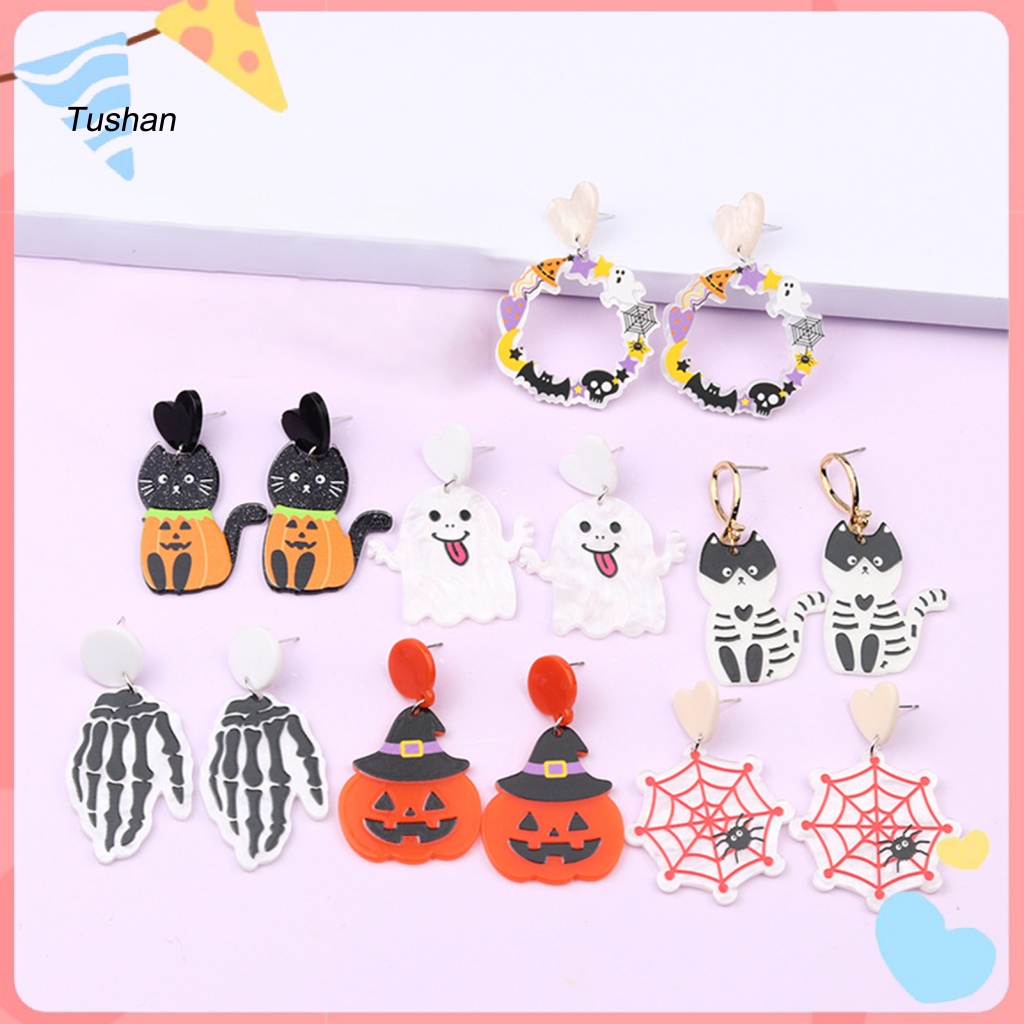 1 Đôi Bông Tai Acrylic Hình Ma / Bí Ngô / Nhện Dễ Thương Thời Trang Dự Tiệc Halloween Cho Nữ