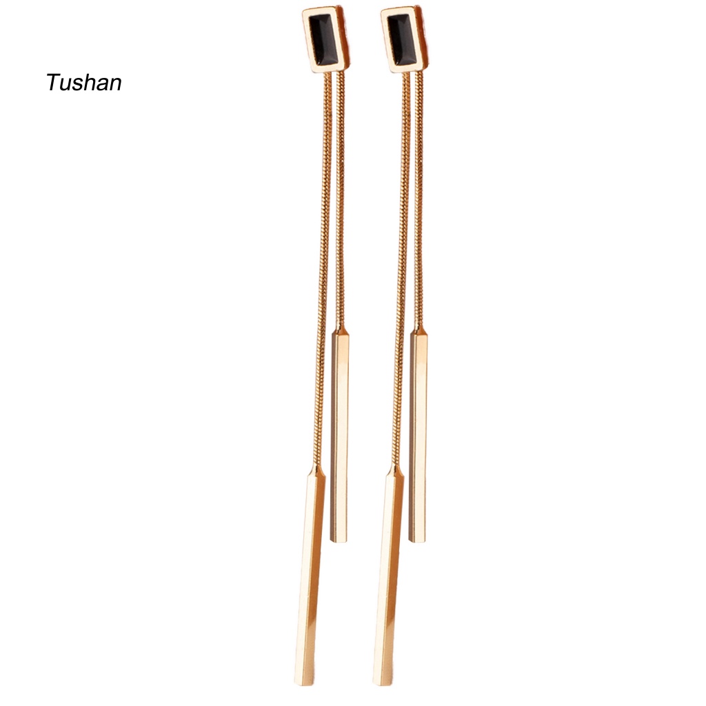 1 Đôi Bông Tai Dáng Dài Chống Oxy Hóa Màu Sắc Bóng Bẩy Thân Thiện Với Da