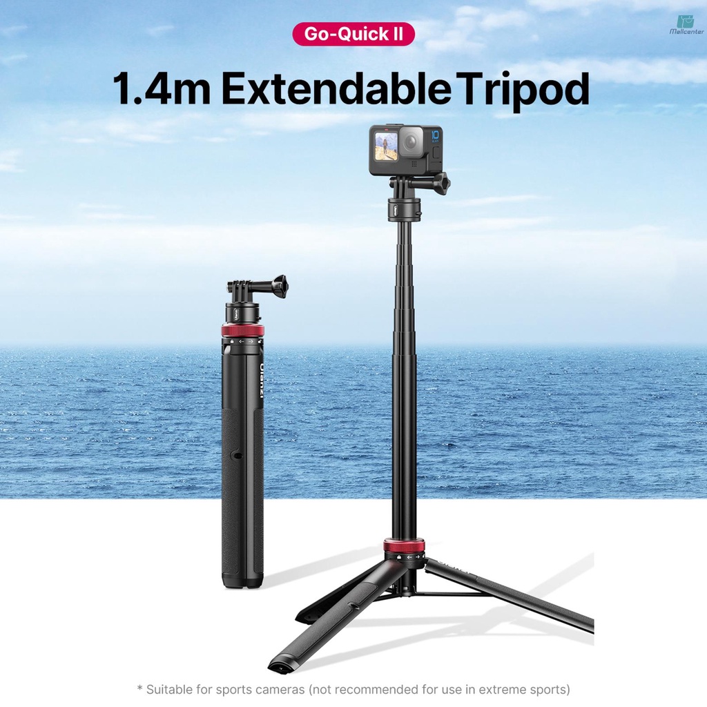 Ulanzi Go-Quick II Sports Camera Selfie Stick Tripod Magnetic Quick Release Mount Max.140cm/55in Extra Long Extension Replacement for  11/10/9/8 Insta360 Sports Cameras