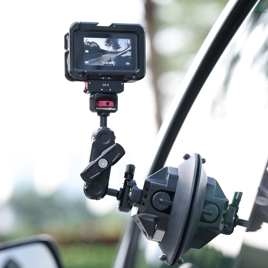 Ulanzi SC-02 4.5 Inch Suction Cup Mount for Phone Suction Camera Mount Dual 360° Rotatable Ballheads 3kg Load Weight for Sports Cameras Mirrorless Cameras