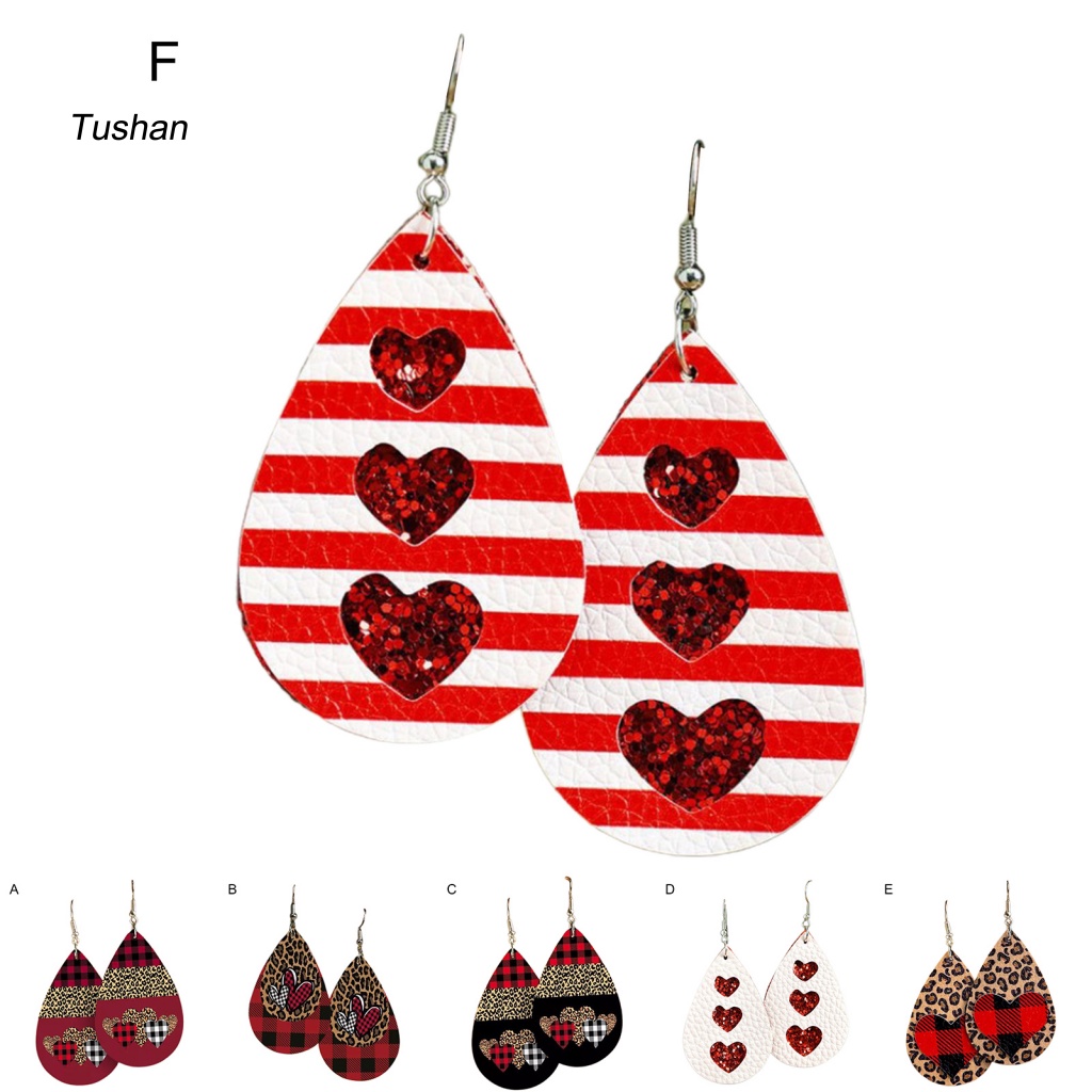 1 Đôi Bông Tai Giả Da Hình Giọt Nước Bằng Thép Không Gỉ