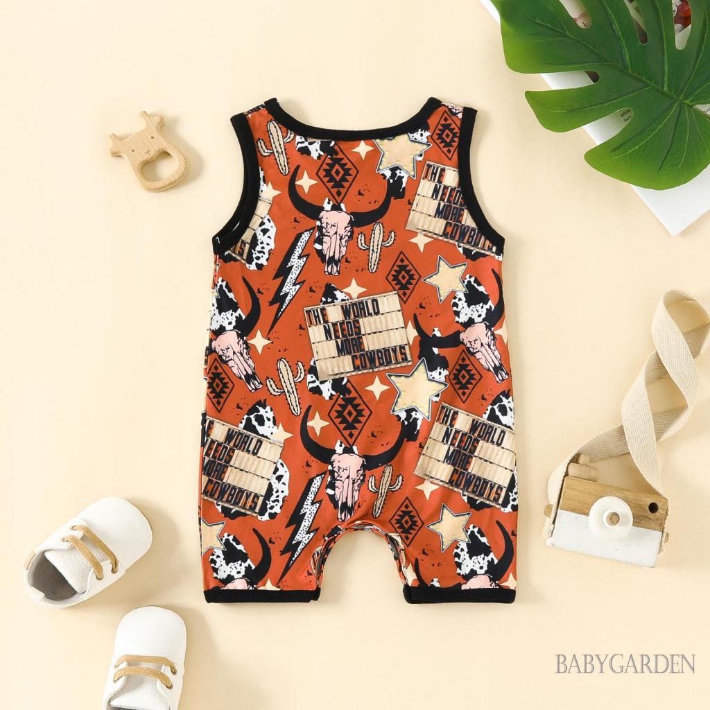 Bộ Áo Liền Quần Không Tay Cổ Tròn In Hình Bò Sát Thời Trang Mùa Hè Cho Bé Trai 0-18 Tháng Tuổi