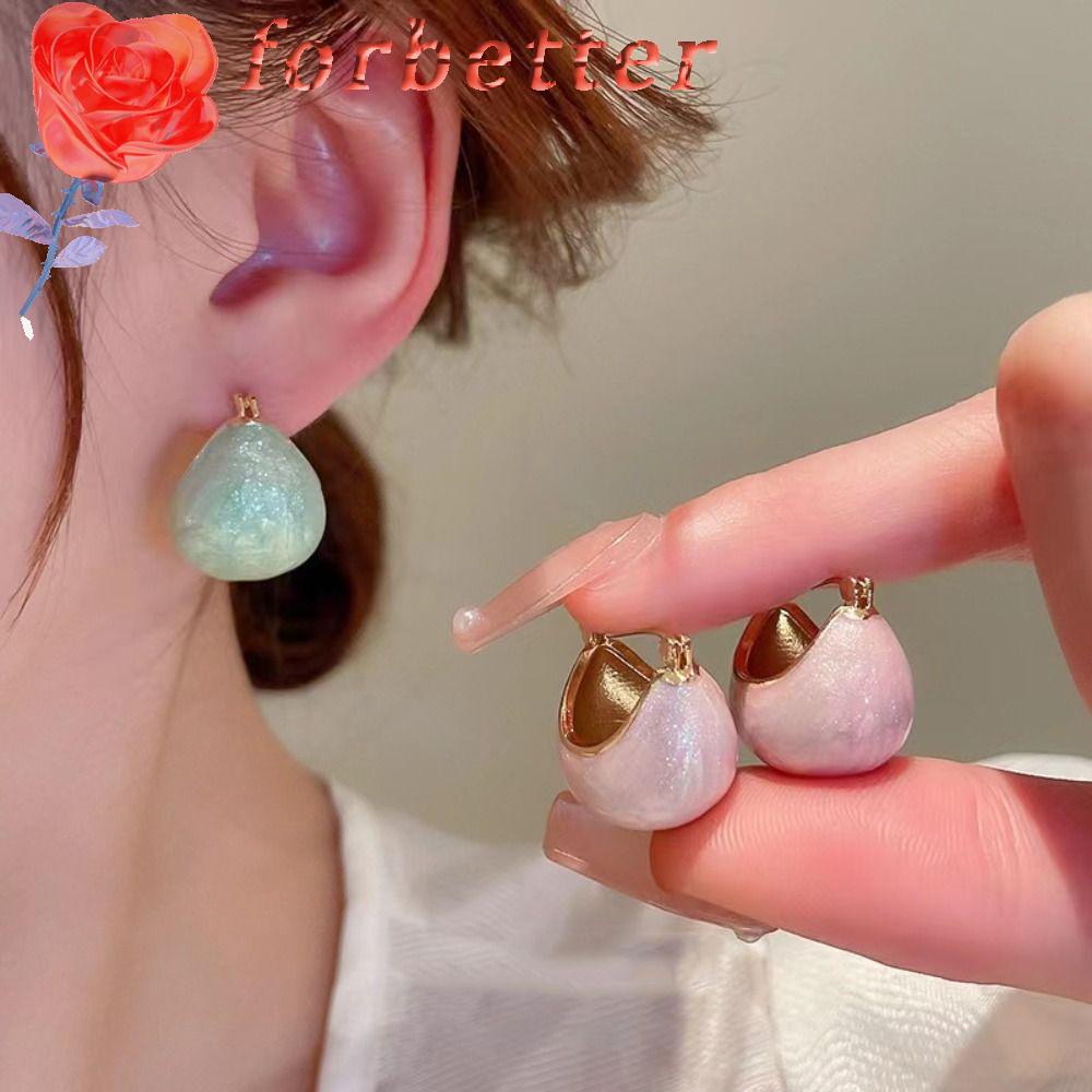 Khuyên Tai Hình Học Tráng Men Đính Hạt Tròn Cá Tính Cho Nữ