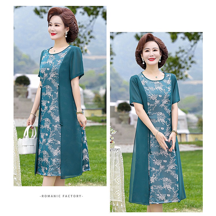 Đầm Dáng Rộng Phong Cách Phương Tây Thời Trang Mùa Hè Cho Nữ 40-50 Tuổi