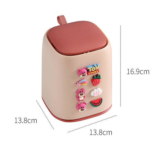 Desktop Trash Bin Small Mini Cute Cartoon Car Hanging Bedroom and Household Desk with Lid Small Wastebasket Borx