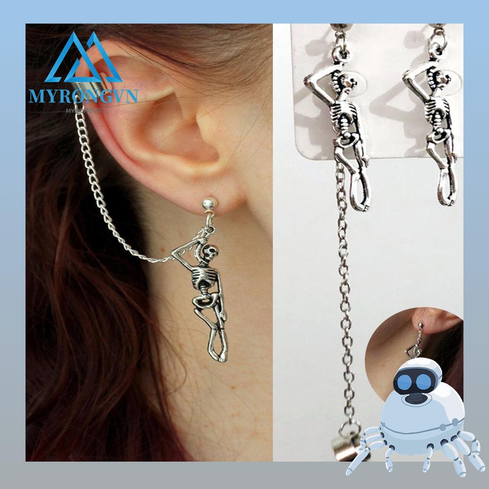 1 Đôi Bông Tai Hình Đầu Lâu Phong Cách Hip Hop Thời Trang