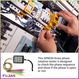 Sp8030 3 Phase Rotation Tester Digital Indicator Detector Led Buzzer Sequence Meter Voltage 200V-480V Ac [B/11]