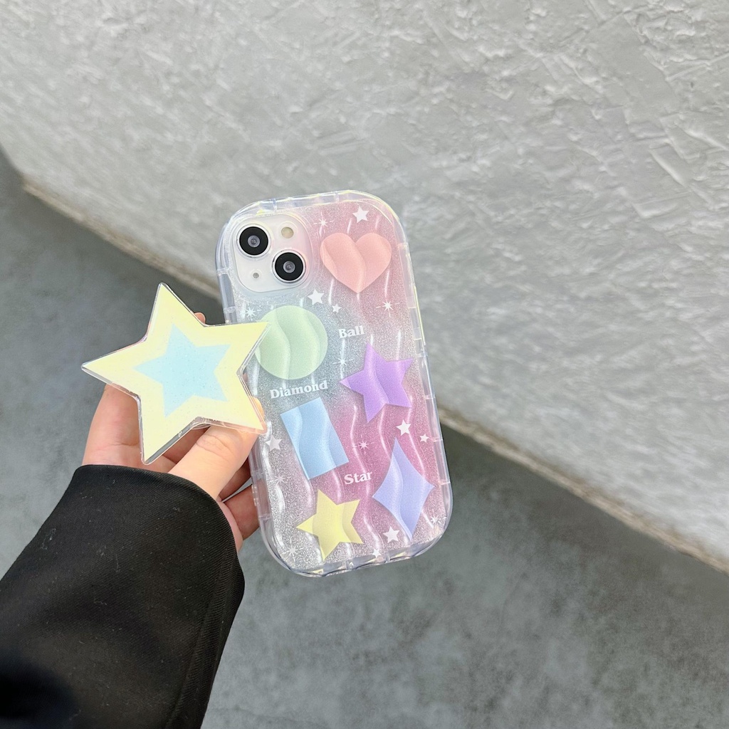 Ốp Điện Thoại TPU Silicon Mềm Trong Suốt Chống Sốc Phối Ngôi Sao Lấp Lánh Có Giá Đỡ Cho iPhone 13 12 11 Pro Max 14 Plus
