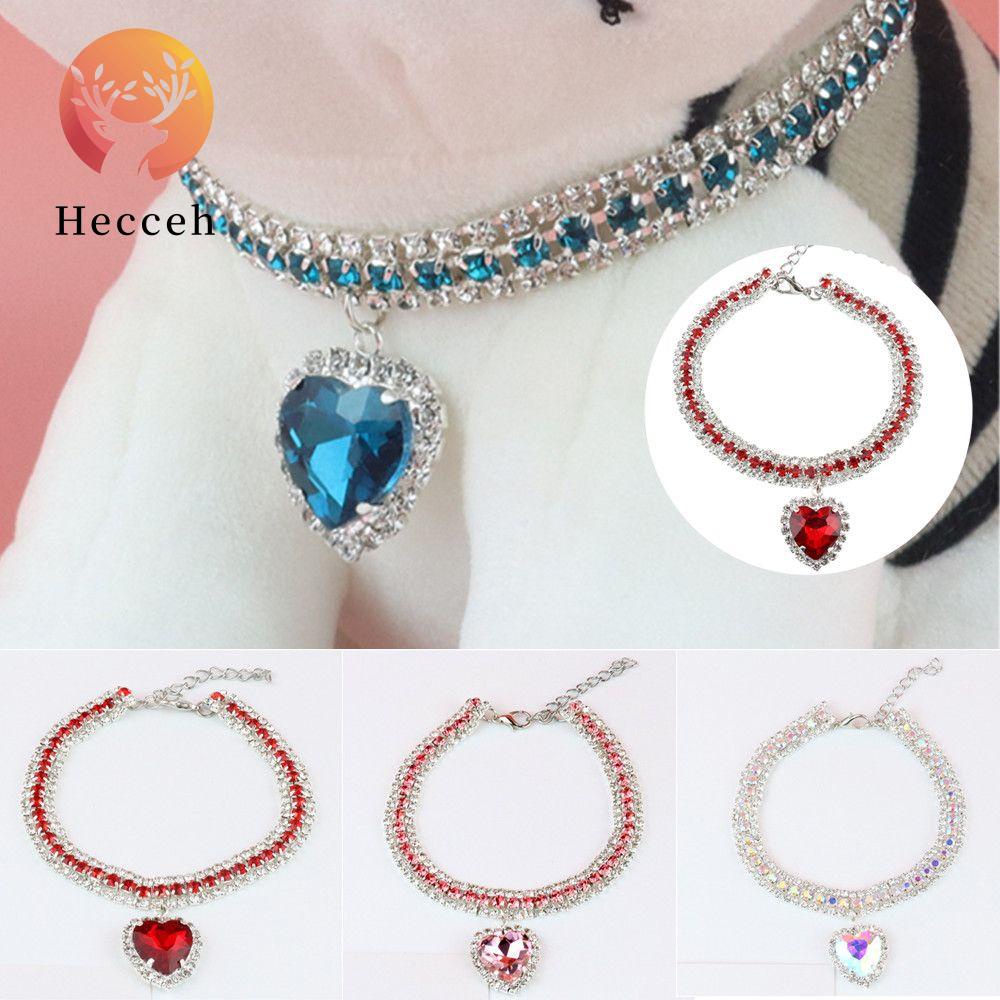 Vòng Cổ Mèo Heceh An Toàn|Mặt Dây Chuyền Hình Trái Tim Lấp Lánh Dễ Điều Chỉnh