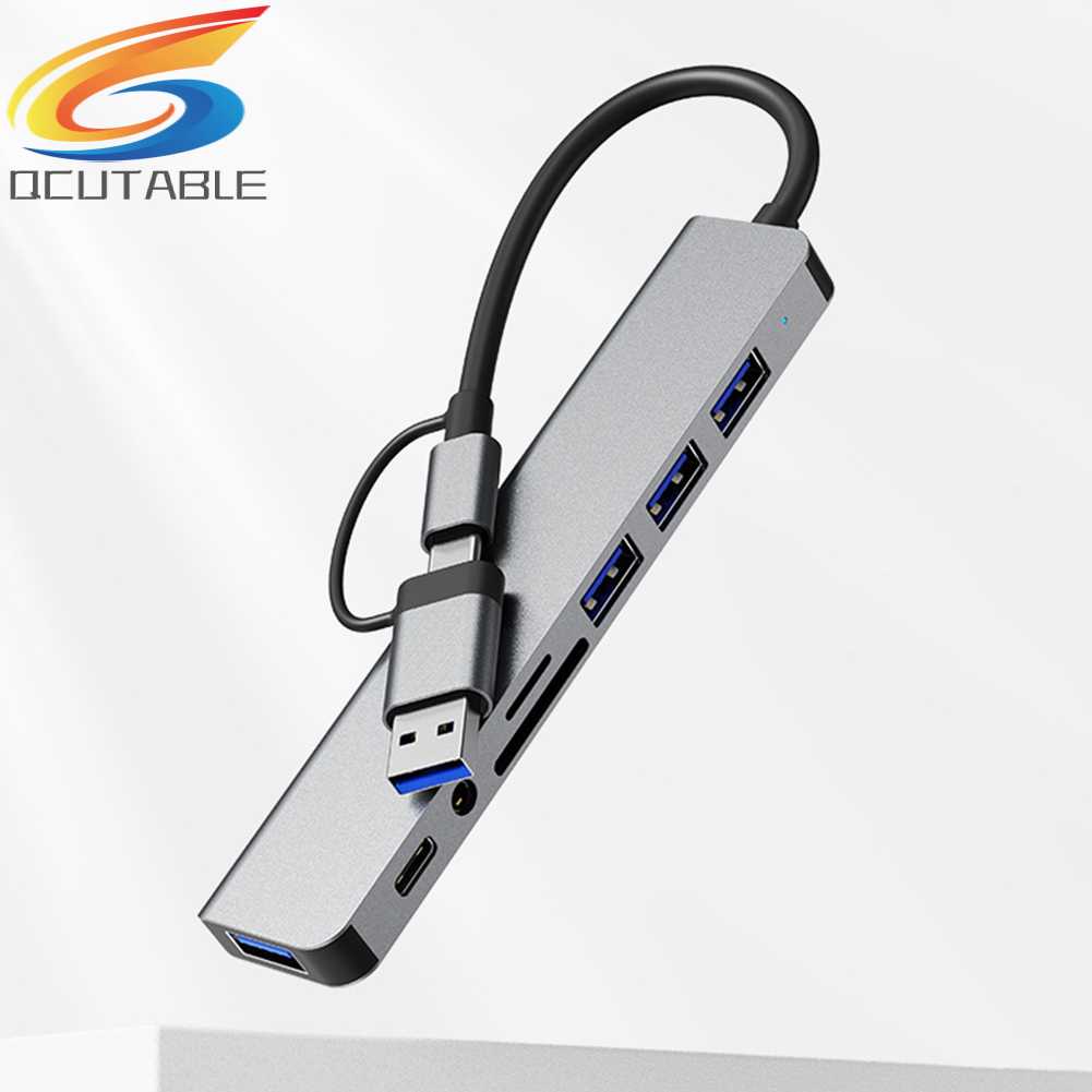 Hub Nối Dài 8 Trong 1 Type C Jack Cắm 3.5Mm Cho Tất Cả Các Loại Laptop