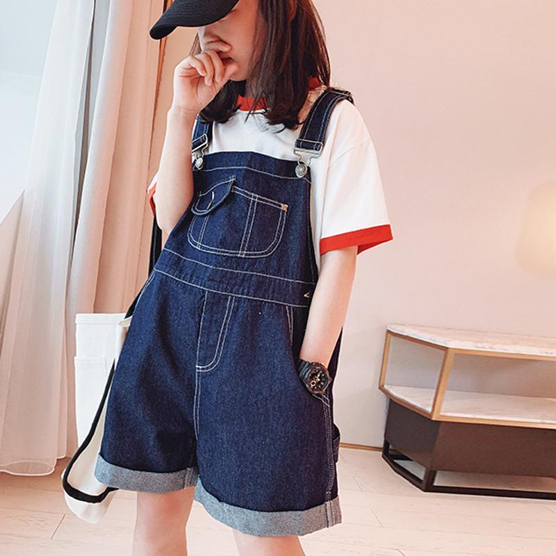 Bộ Áo Thun + Quần Yếm Ngắn Dáng Rộng Thời Trang Mùa Hè 2023 Cho Bé Gái 5-6 - 7-8 - 9-10 - 11-12 - 13-14 Tuổi