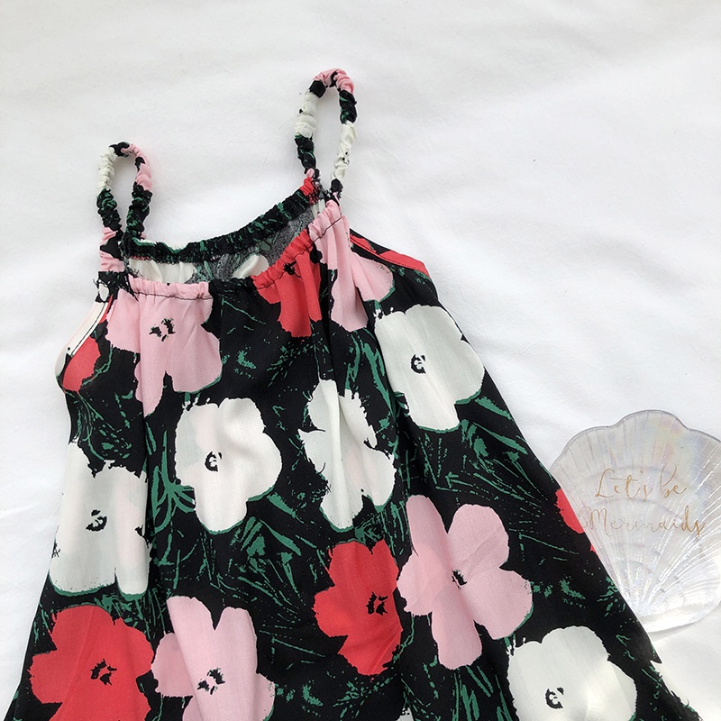 Đầm Hai Dây In Họa Tiết Thời Trang Mùa Hè Hàn Quốc Cho Bé Gái
