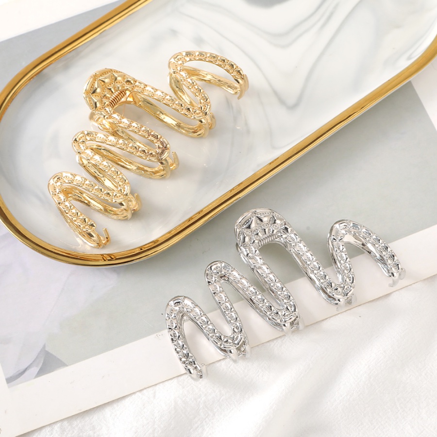 Kẹp Tóc Đuôi Ngựa Bằng Hợp Kim Họa Tiết Gợn Sóng Đơn Giản Phong Cách Hàn