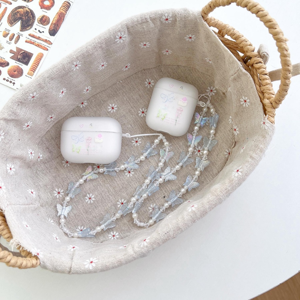 Vỏ Bảo Vệ Hộp Đựng Tai Nghe AirPods 1 / 2 / 3 Gen Pro2 2022 Bằng Silicon Tpu Mềm Trong Suốt Họa Tiết Hoa Hồng Và Bướm Đơn Giản