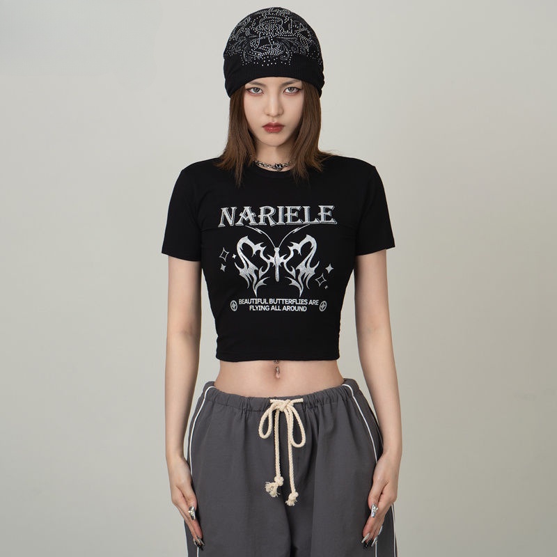 Áo baby tee Thun croptop nữ Ngắn Tay Dáng Ôm Phong Cách Âu Mỹ Millennium Y2K Thời Trang Xuân Hè 2023 Mới Cho Nữ