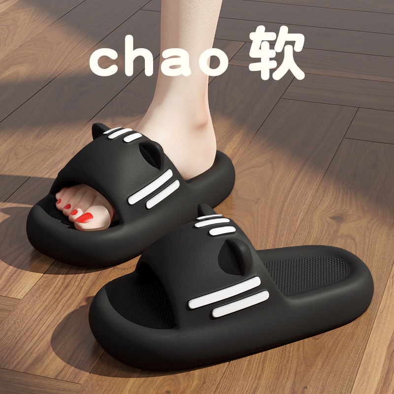 Giày Sandal Đế Cao 3cm Chống Trượt Hình Tai Mèo Ba Màu Sắc Dành Cho Nam Và Nữ