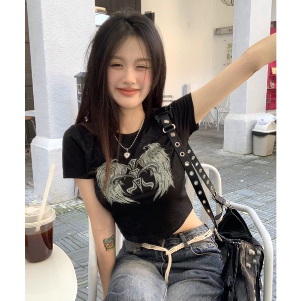 Áo baby tee Thun croptop Ngắn Tay Ôm Dáng Thời Trang Mùa Hè 2023 Phong Cách Mới Cho Nữ