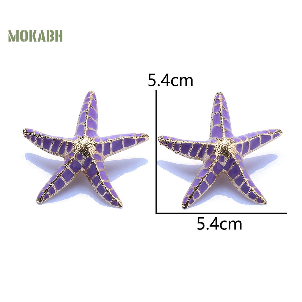 1 Đôi Bông Tai Hình Sao Biển 3D Cỡ Lớn Màu Sắc Tương Phản Phong Cách Bohemia Dành Cho Nữ