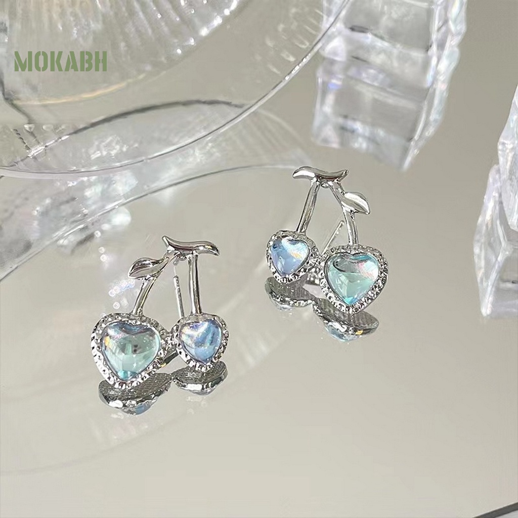 Đôi Bông Tai Hình Quả Cherry Đính Đá Thời Trang Cho Nữ