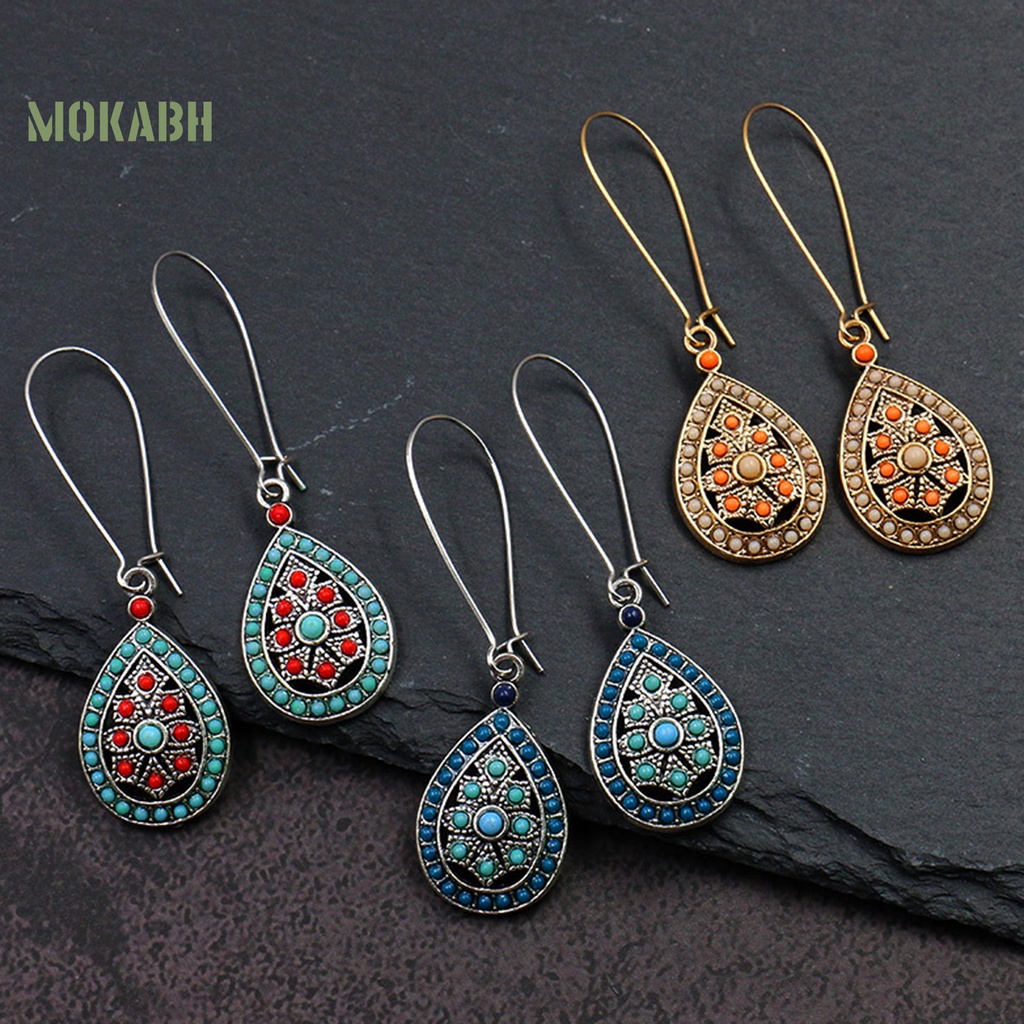 1 Đôi Bông Tai Hình Giọt Nước Phong Cách Bohemia Thanh Lịch Dành Cho Nữ