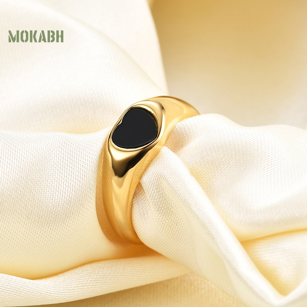 Nhẫn Hình Trái Tim Mạ Điện Sáng Bóng Chống Mài Mòn Dễ Lên Màu Cá Tính Thích Hợp Làm Quà Valentines Cho Nữ