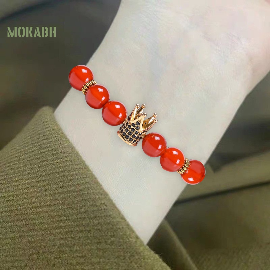 Vòng Tay Chuỗi Hạt Đá Tự Nhiên Mặt Hình Lục Giác Màu Tương Phản Tùy Chỉnh Thời Trang Cho Nam Và Nữ