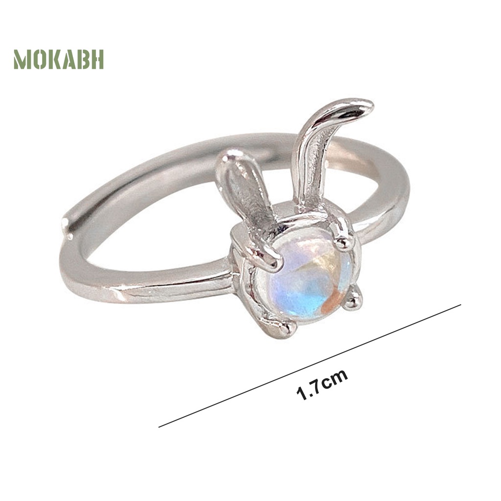 [Mới] Nhẫn Đeo Ngón Tay Đính Đá Mặt Trăng Pha Lê Giả Sáng Bóng Thời Trang Tối Giản Tinh Tế Trang Trí Hình Học / Thỏ