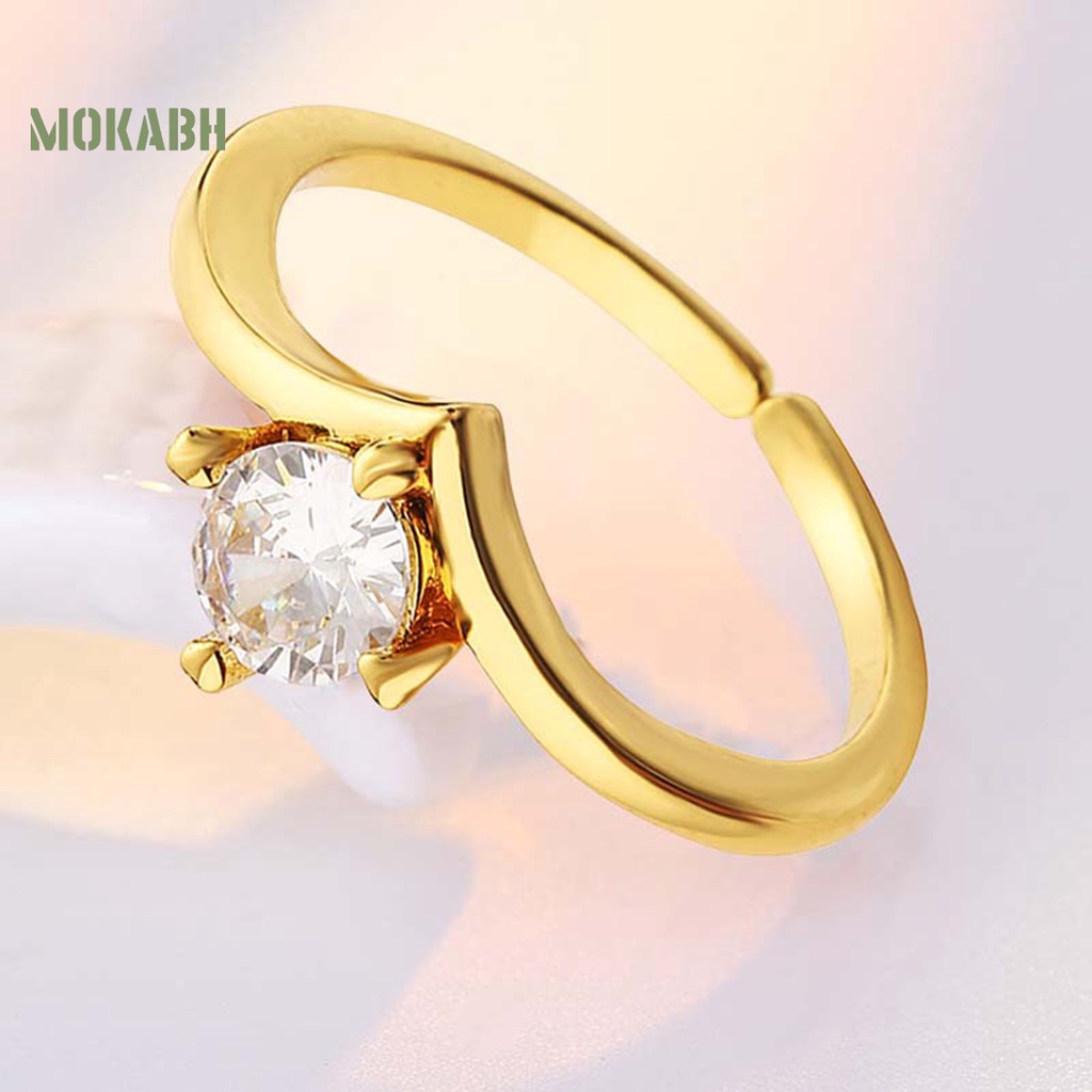 [Mới] Nhẫn Hở Mạ Điện Bóng Cao Đính Đá Zirconia Sáng Bóng Quyến Rũ Không Gây Dị Ứng Có Thể Điều Chỉnh Trang Sức Cho Nữ