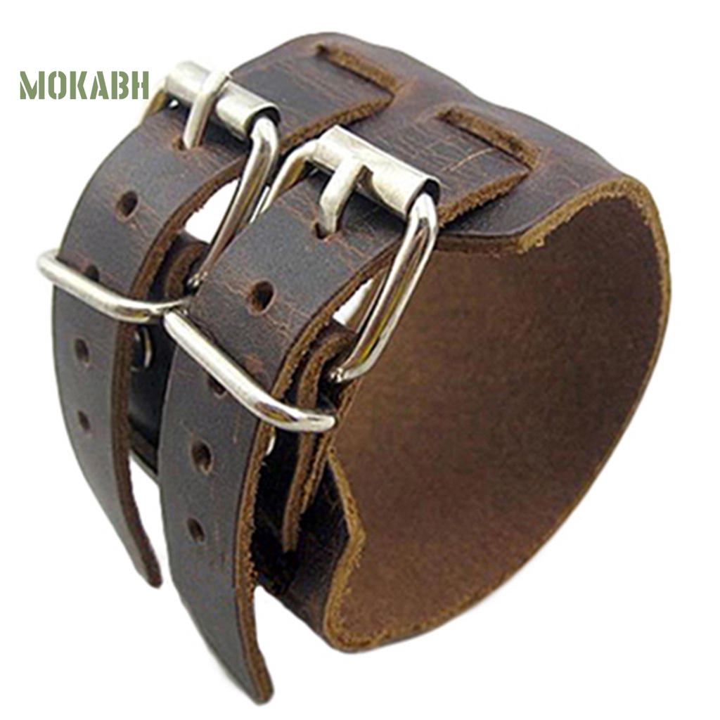 Vòng Tay Giả Da 2 Lớp Bản Rộng Tùy Chỉnh Thời Trang Cho Nam