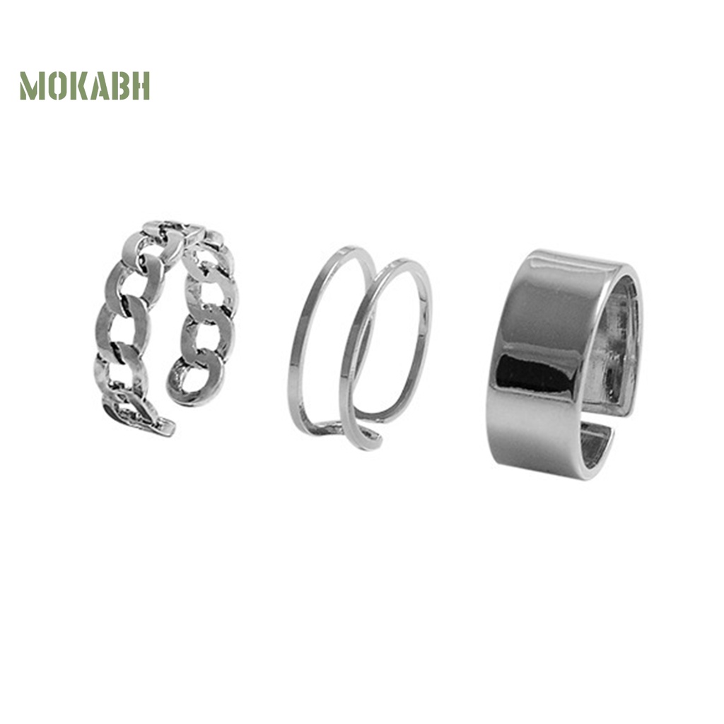 Set 3 Nhẫn Đeo Khớp Ngón Tay Phong Cách Hiphop Cá Tính Cho Nữ