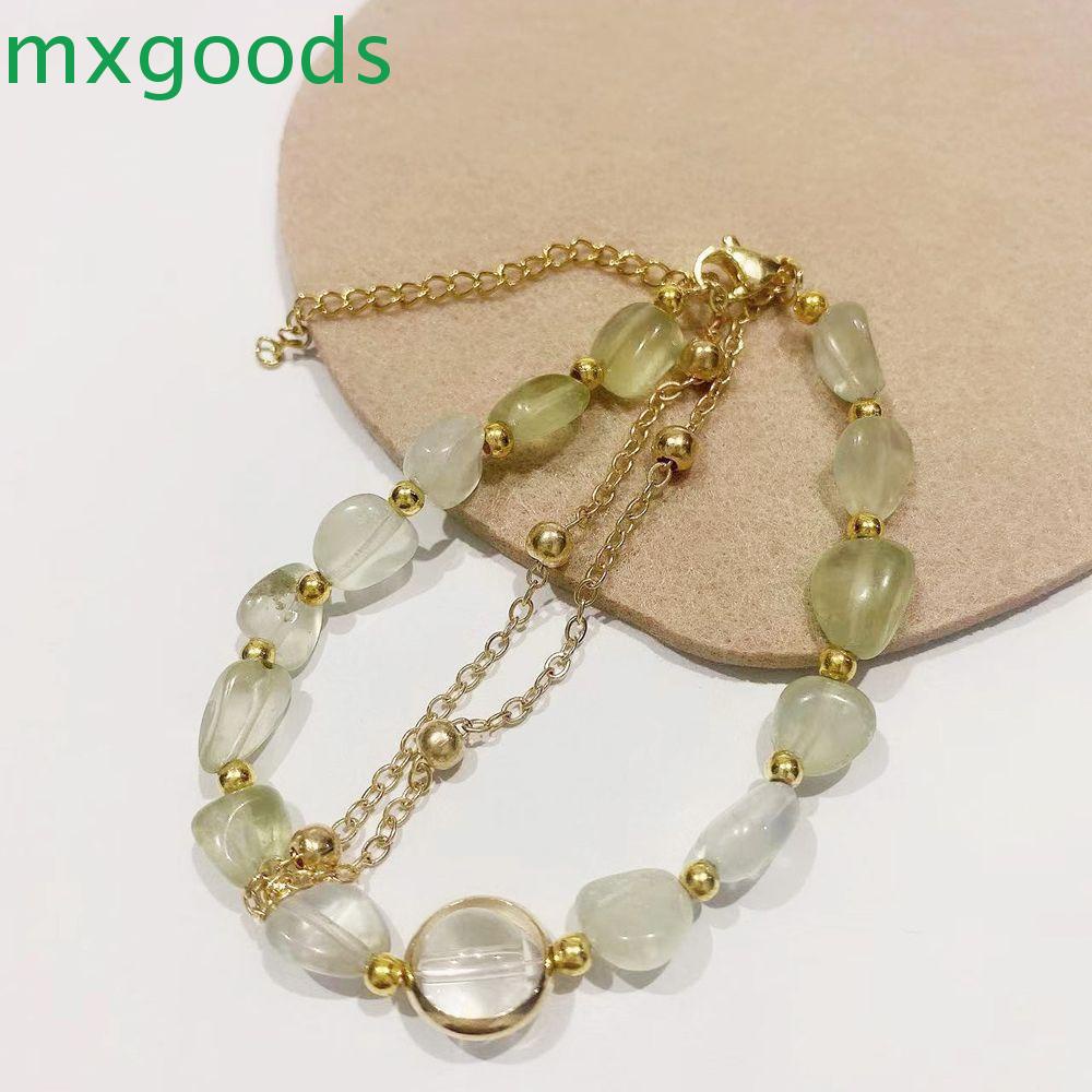 Vòng Đeo Tay Nối Dài Bằng Thép Không Gỉ Màu Xanh Lá Cây Phong Cách Hàn Quốc Thanh Lịch MXGOODS Prehnite